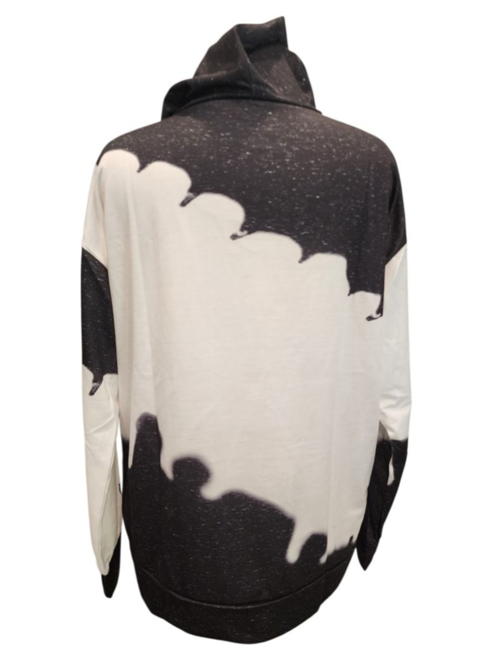 Paw Print Heart Hoodie Sweatshirt Women's 2XL Black White Tie Dye Splatter Plus - Picture 7 of 11